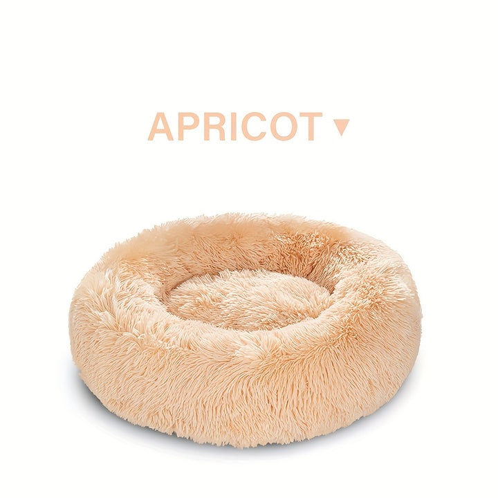 Calming Cuddler Long Fur Donut Dog Bed - rarefrenchies 