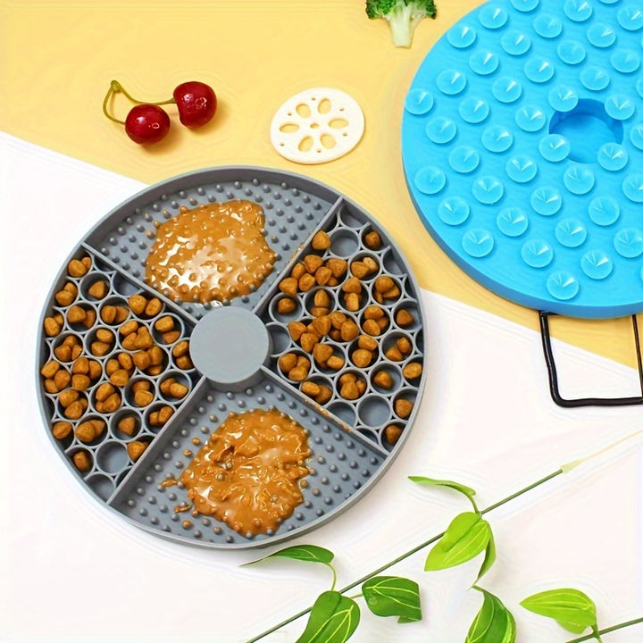 Round Dog Feeding Mat, Silicone Dog Licking Mat - rarefrenchies 