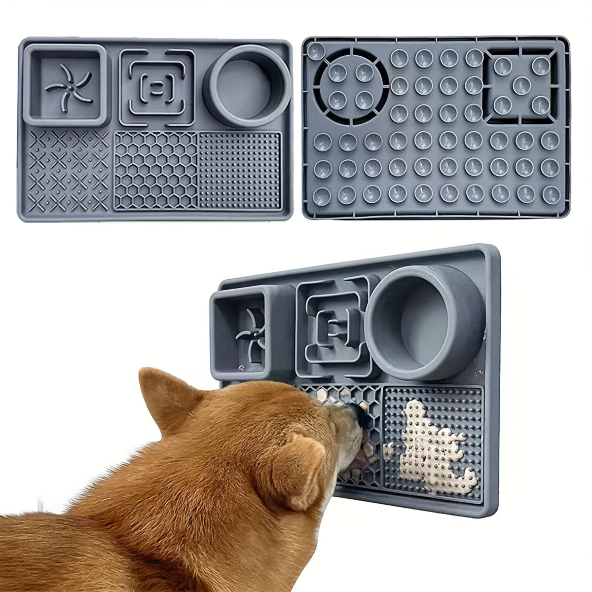 Silicone Feeding Mat for Dogs | with Slow Feeder Lick Mat with Water Bowl - rarefrenchies 