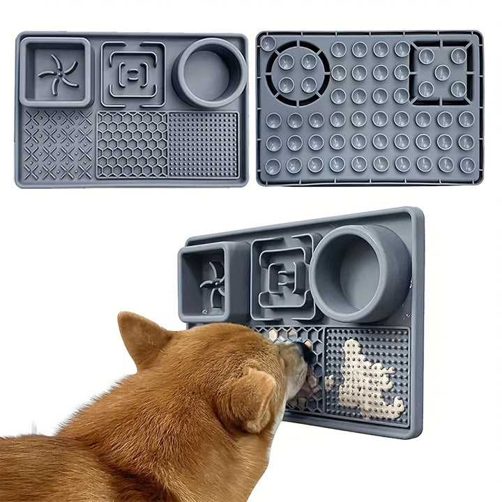 Silicone Feeding Mat for Dogs | with Slow Feeder Lick Mat with Water Bowl - rarefrenchies 