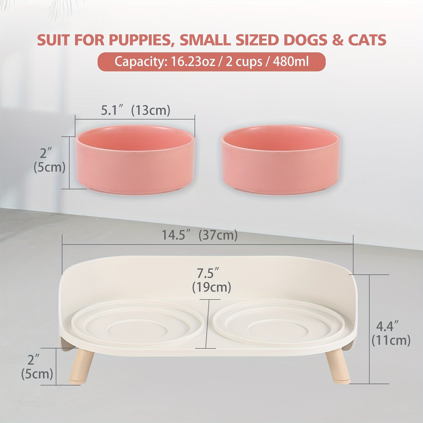 Modern Double Bowl Elevated Feeder - rarefrenchies 