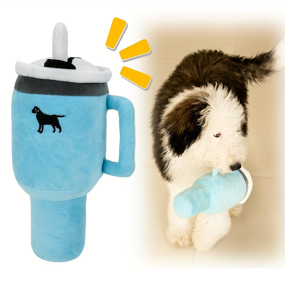 Tumbler Cup Funny Dog Toy - Plush Squeaky Crinkle Dog Toy - rarefrenchies 