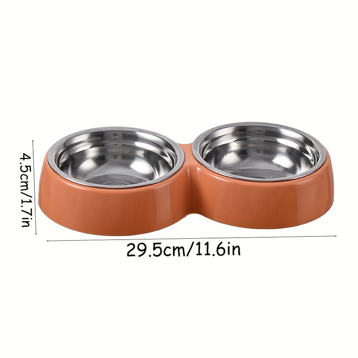 Double Non-Slip Stainless Steel Pet Bowls | Durable Plastic Base for Cats and Dogs - rarefrenchies 