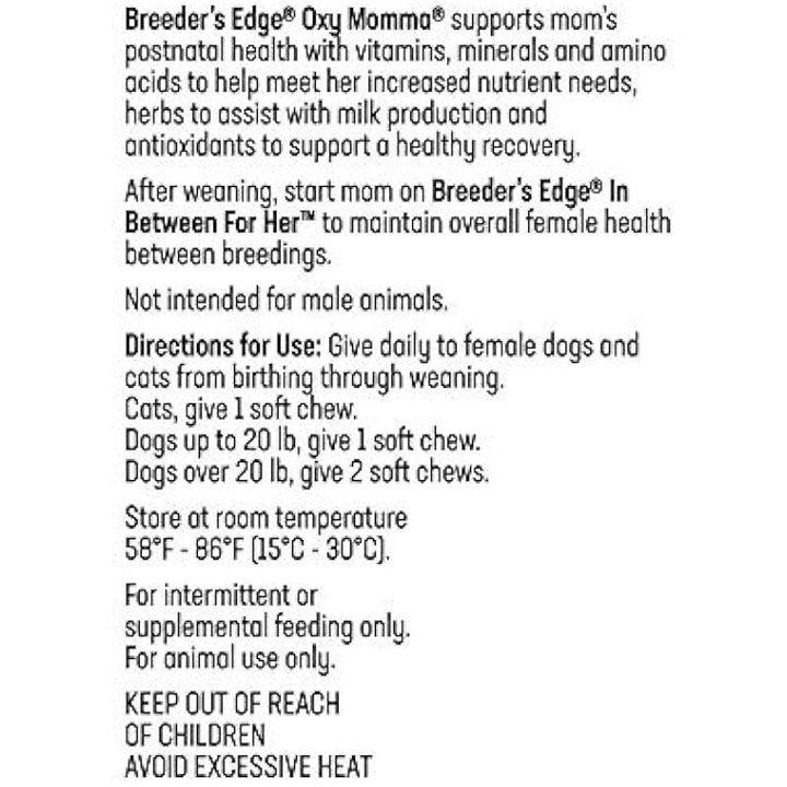 Breeder's Edge Oxy Momma- Nursing and Recovery Supplement- for Small Dogs and Cats- 40ct Soft Chews - rarefrenchies 