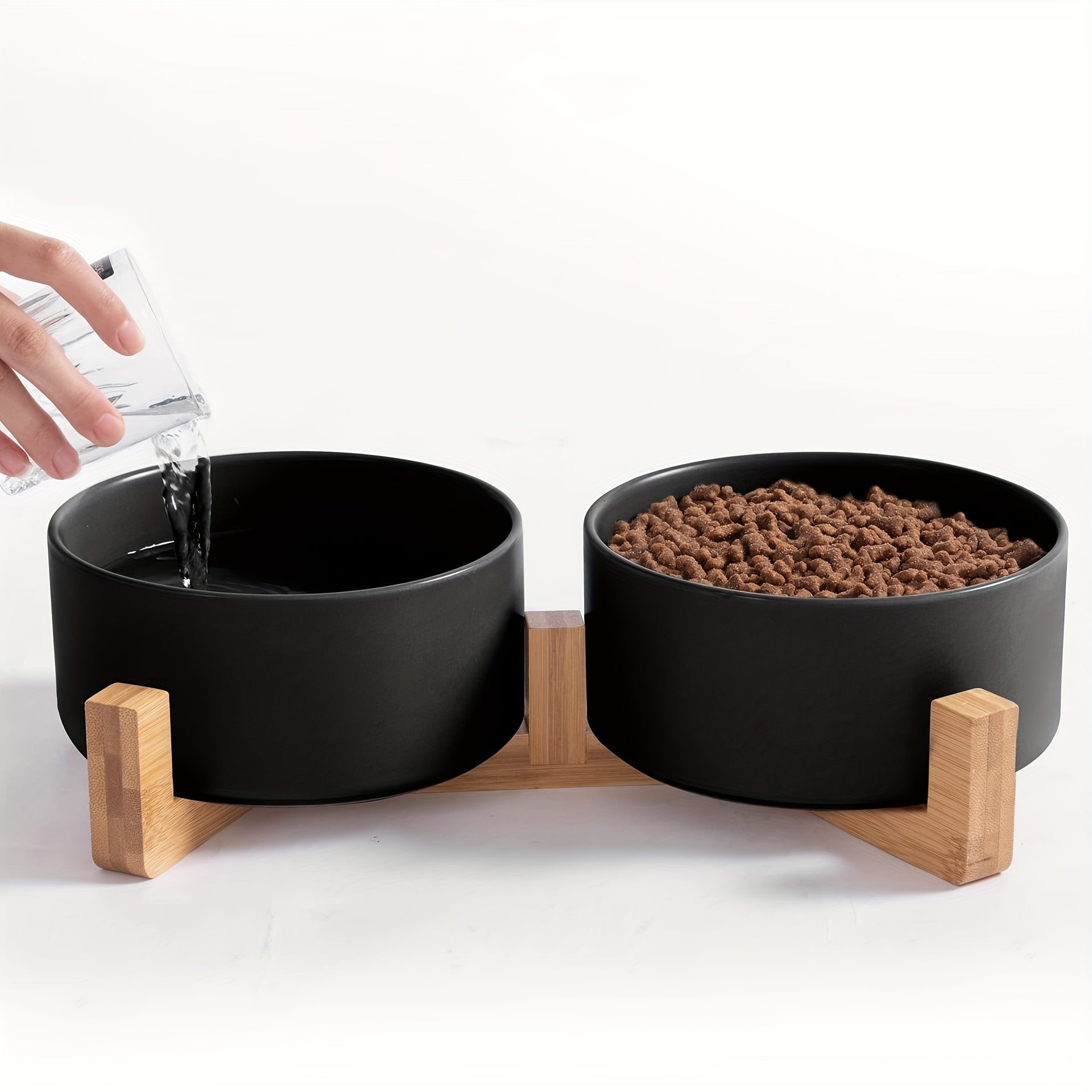 Ceramic Double Pet Food Bowl for Cats and Dogs - rarefrenchies 