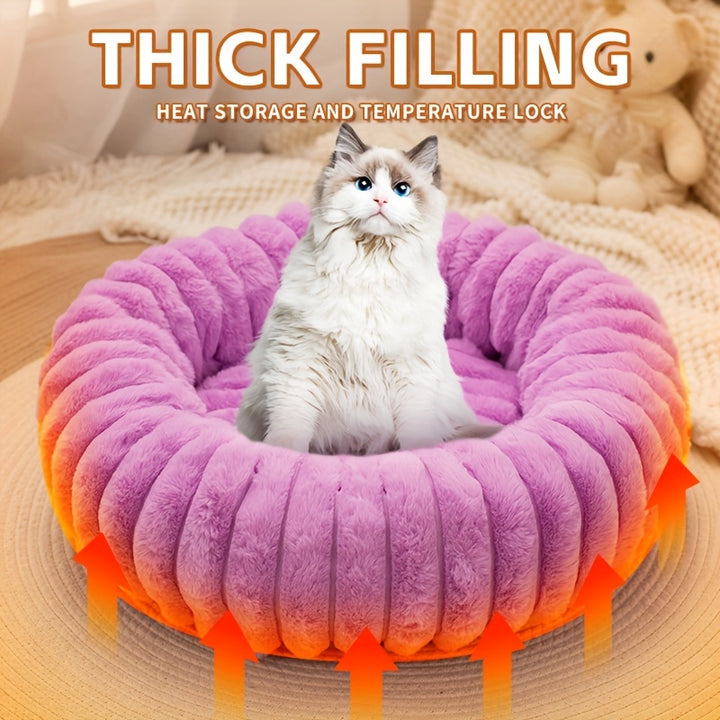 Circular Plush Pet Bed - rarefrenchies 