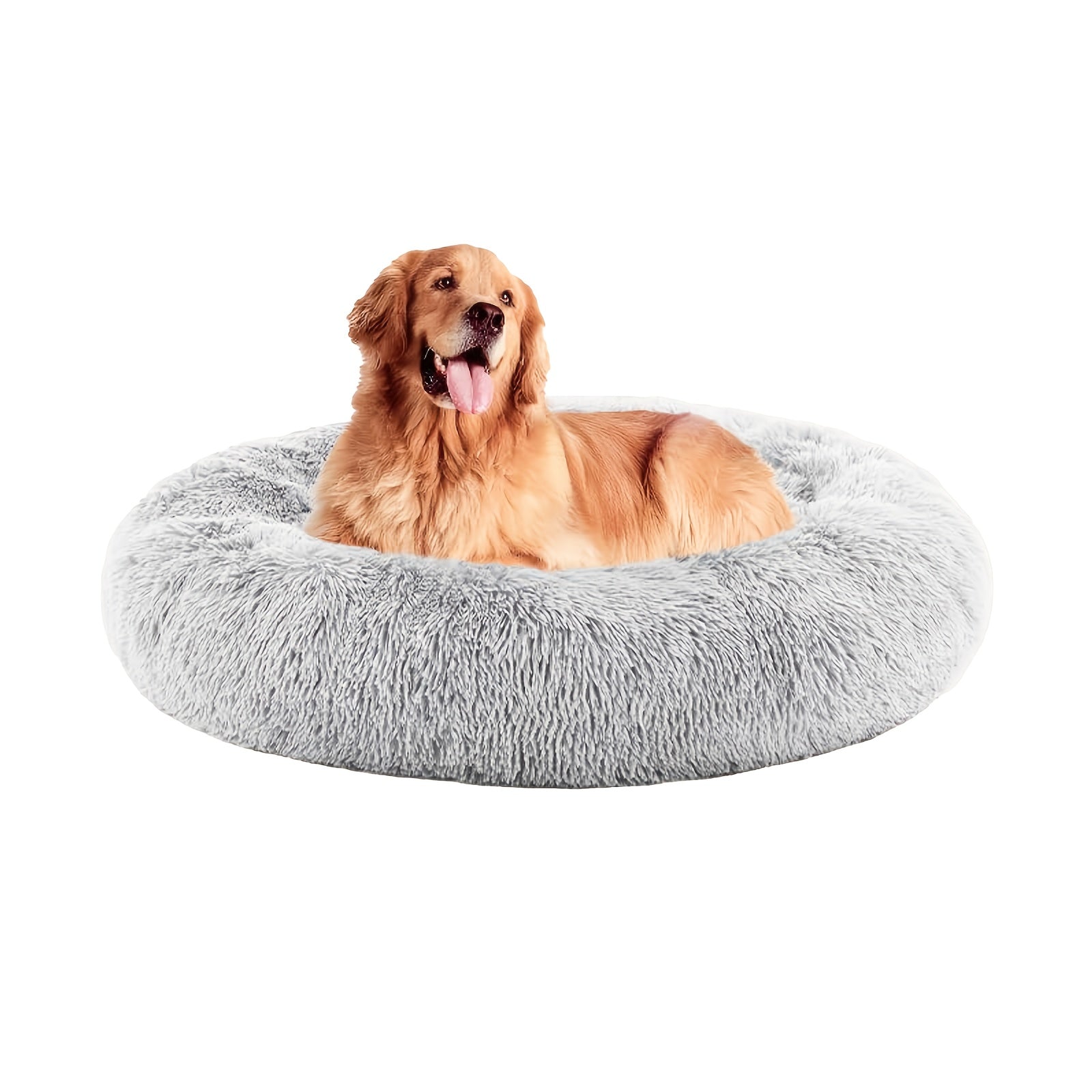 Calming Cuddler Long Fur Donut Dog Bed - rarefrenchies 
