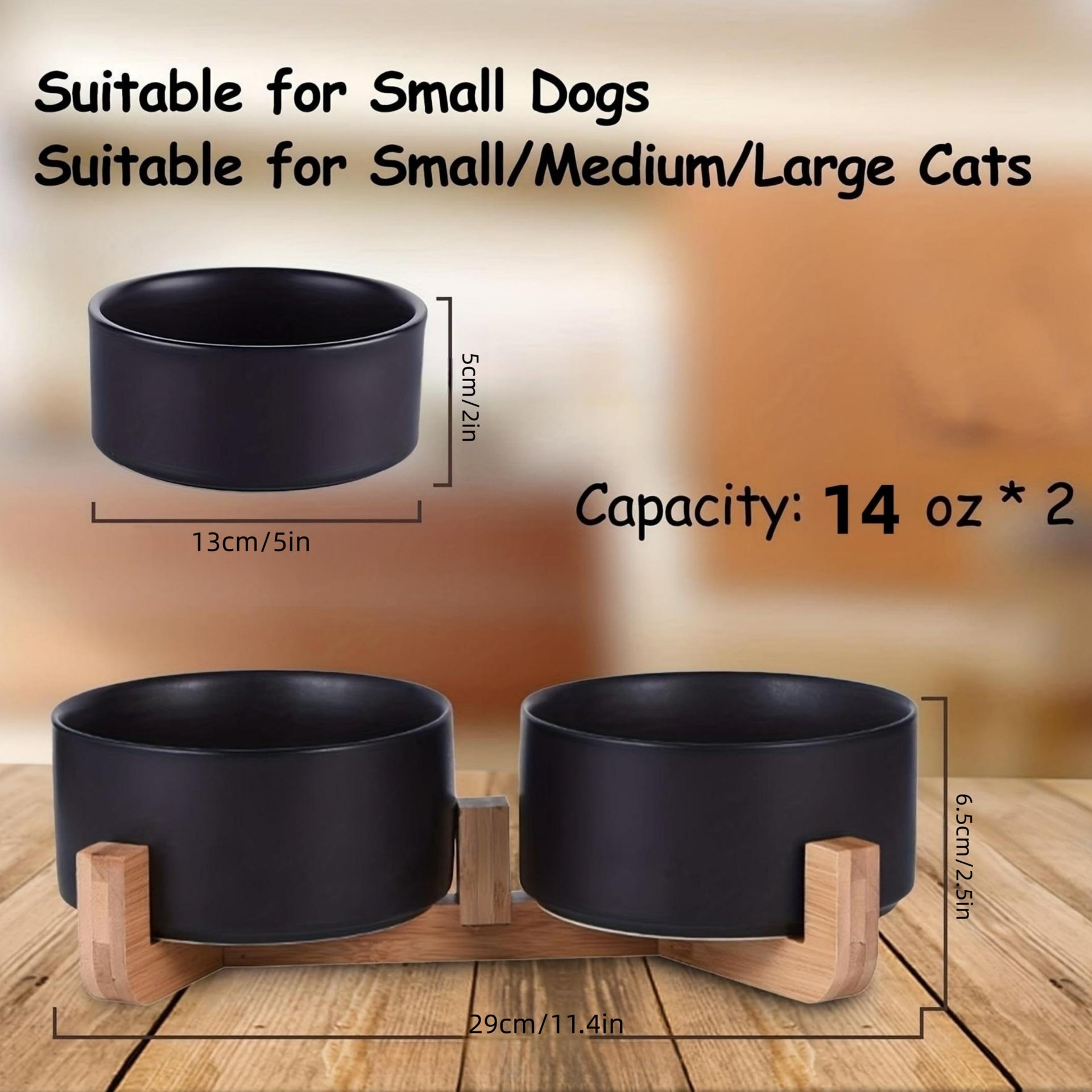 Ceramic Double Pet Food Bowl for Cats and Dogs - rarefrenchies 