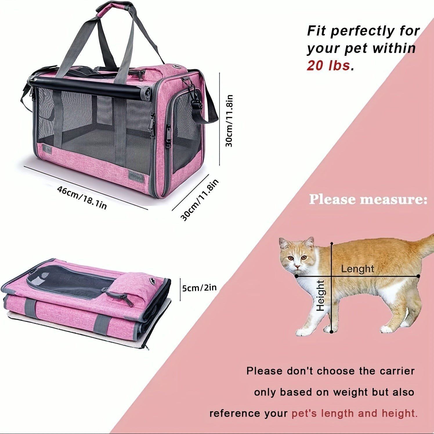 Large & Medium Pet Carrier - Soft-Sided Carrier For Cats, Puppies, Dog Carriers, Cat Carriers With Pet Privacy Protection - rarefrenchies 