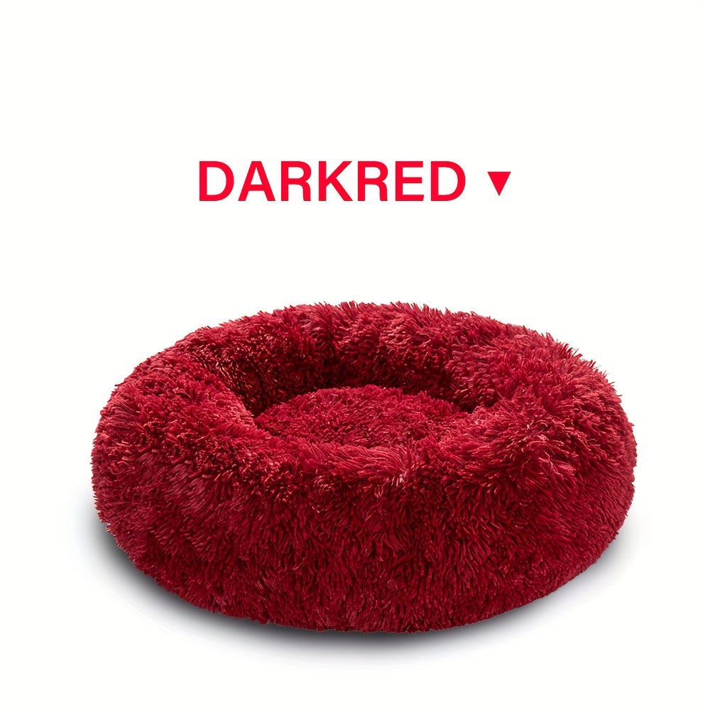 Calming Cuddler Long Fur Donut Dog Bed - rarefrenchies 