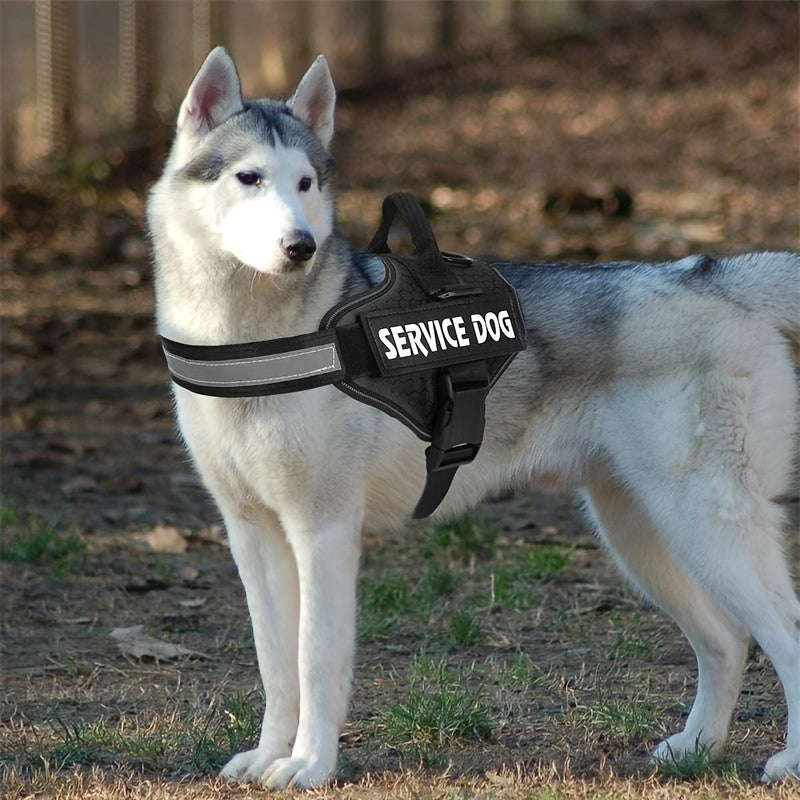 Dog Harness No-Pull Service Dog Harness With Handle Adjustable Outdoor Pet Dog Vest Reflective Nylon Material Vest For Small Medium Large Dogs - For Training & Walking - Suitable for All Breeds - Perfect Gift for Dog Owners