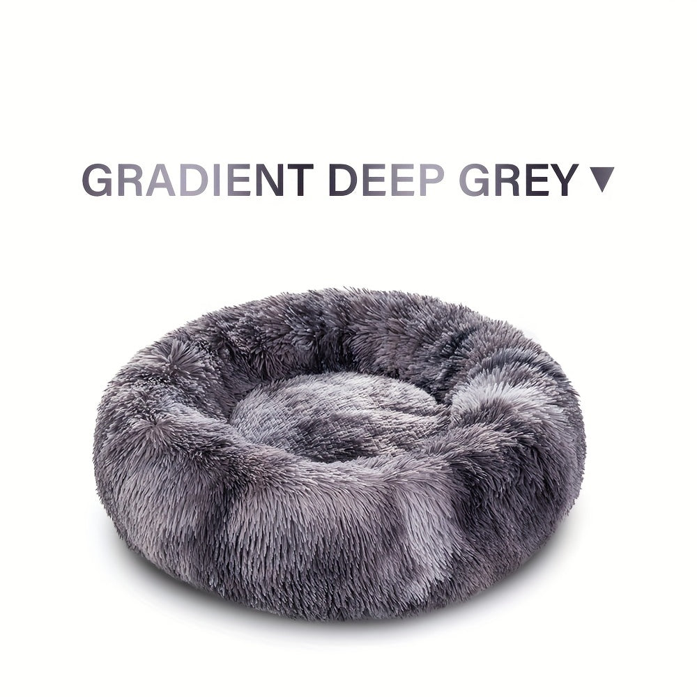 Calming Cuddler Long Fur Donut Dog Bed - rarefrenchies 