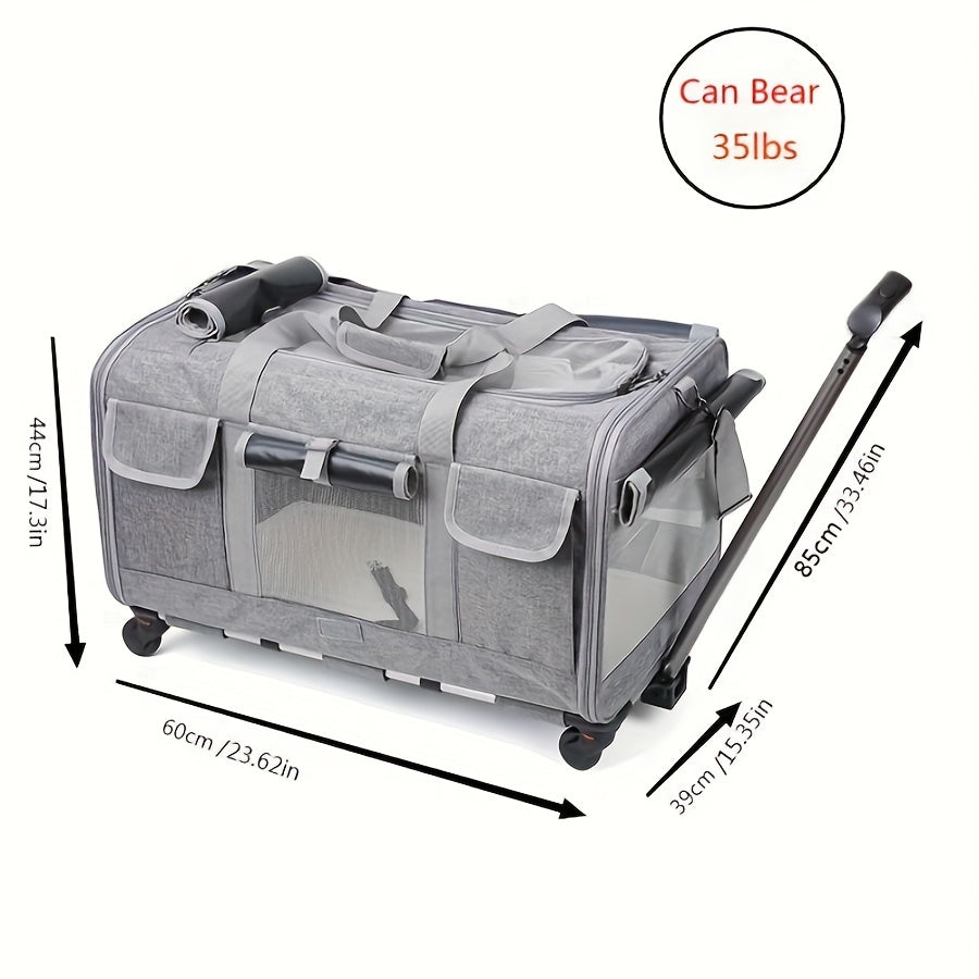 Large Extra Portable Detachable Dog Trolley Case - Foldable Pet Bag Cat Travel Carrier Bag - rarefrenchies 