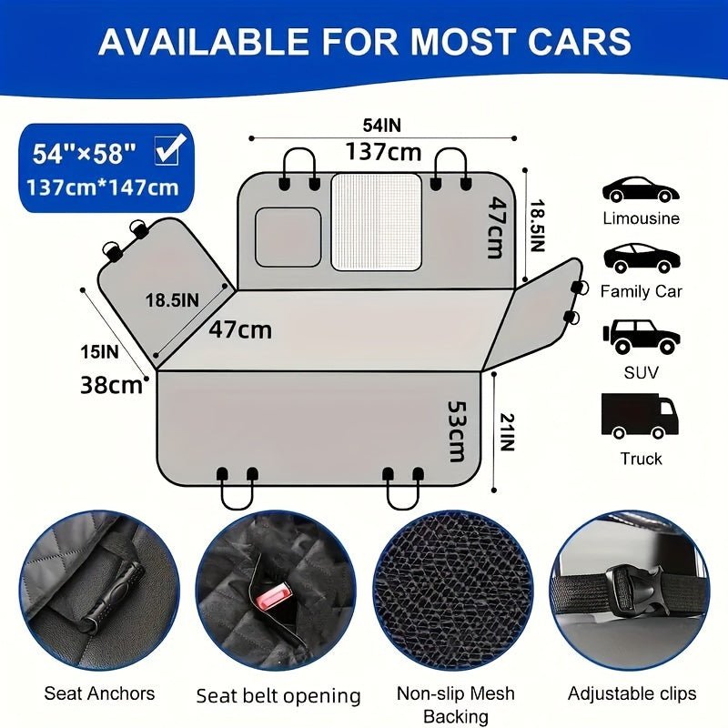 Heavy-Duty Waterproof Dog Seat Cover with Storage Pocket - rarefrenchies 