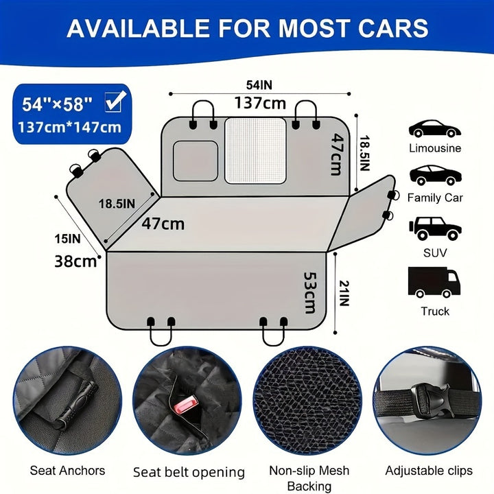 Heavy-Duty Waterproof Dog Seat Cover with Storage Pocket - rarefrenchies 