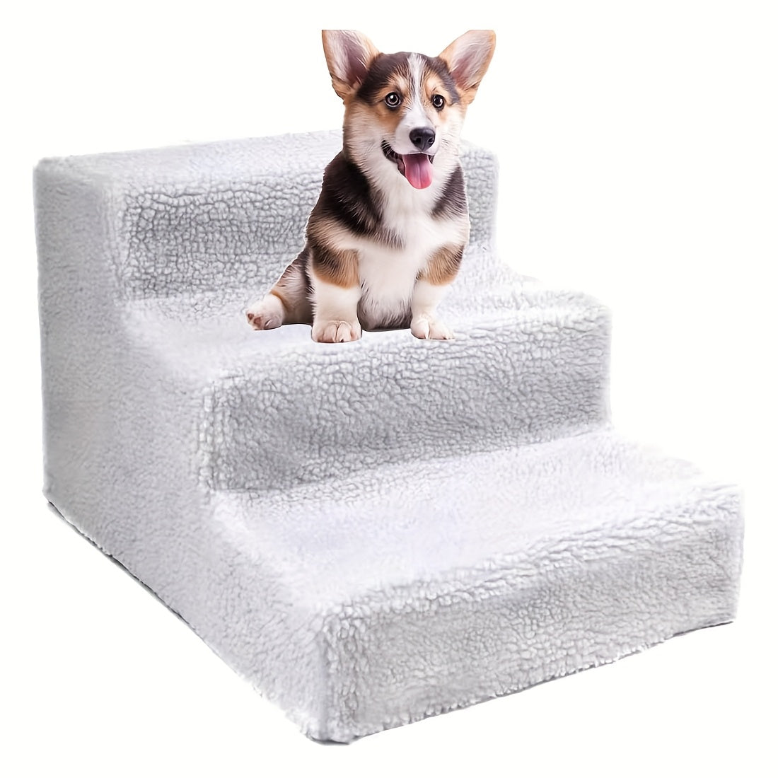 3-Step Wool Felt Pet Stairs for Small Dogs & Cats - Portable Ramp with Non-Slip Removable Cover - rarefrenchies 