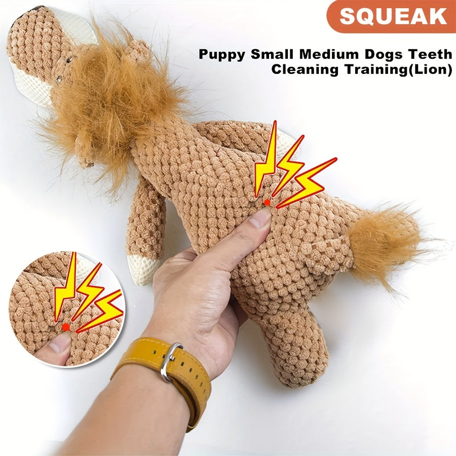 Set of 1 Or 3 Large Dog Toys That Are Durable And Squeaky, Featuring Plush Designs of a Lion, Wolf, And Elephant. - rarefrenchies 