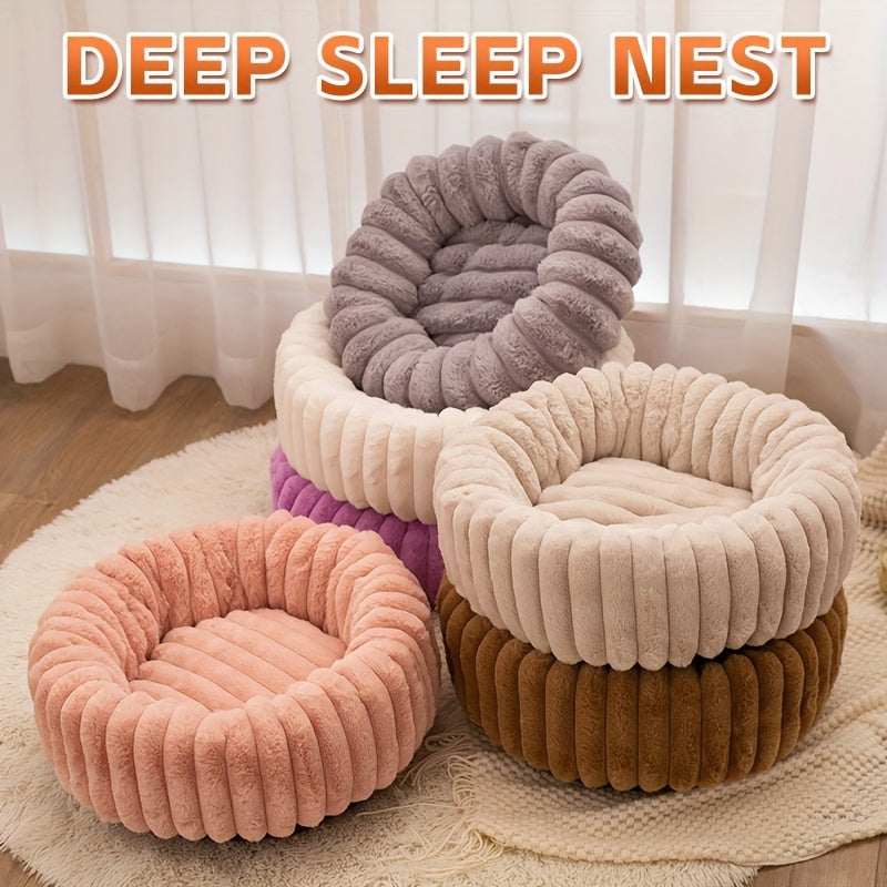 Circular Plush Pet Bed - rarefrenchies 