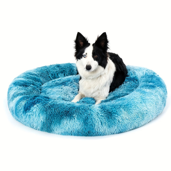 Calming Cuddler Long Fur Donut Dog Bed - rarefrenchies 
