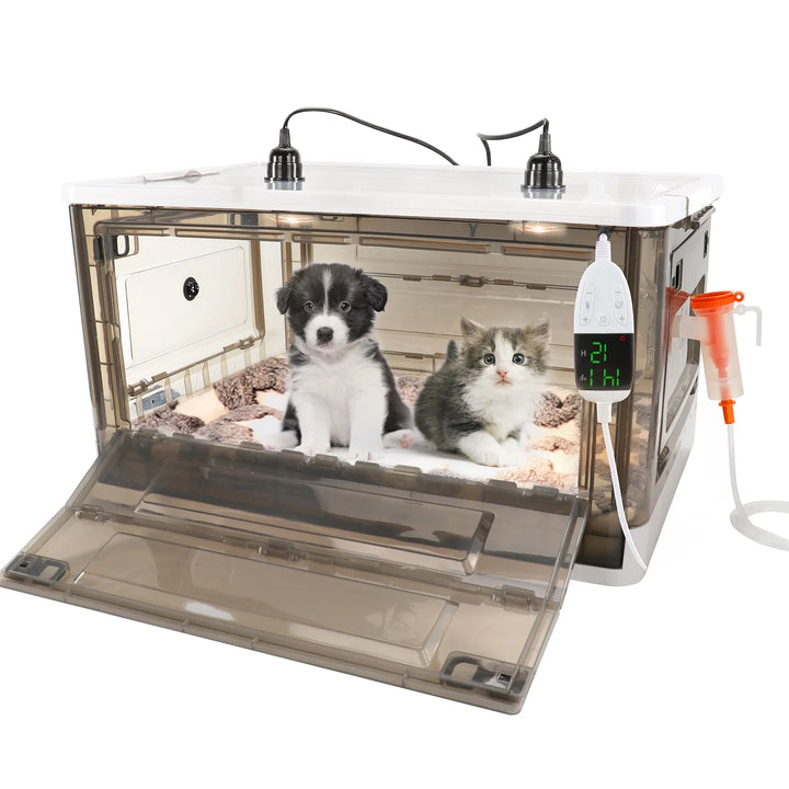 Large Incubator Puppy Bed with Heating & Electric Blanket, Transparent