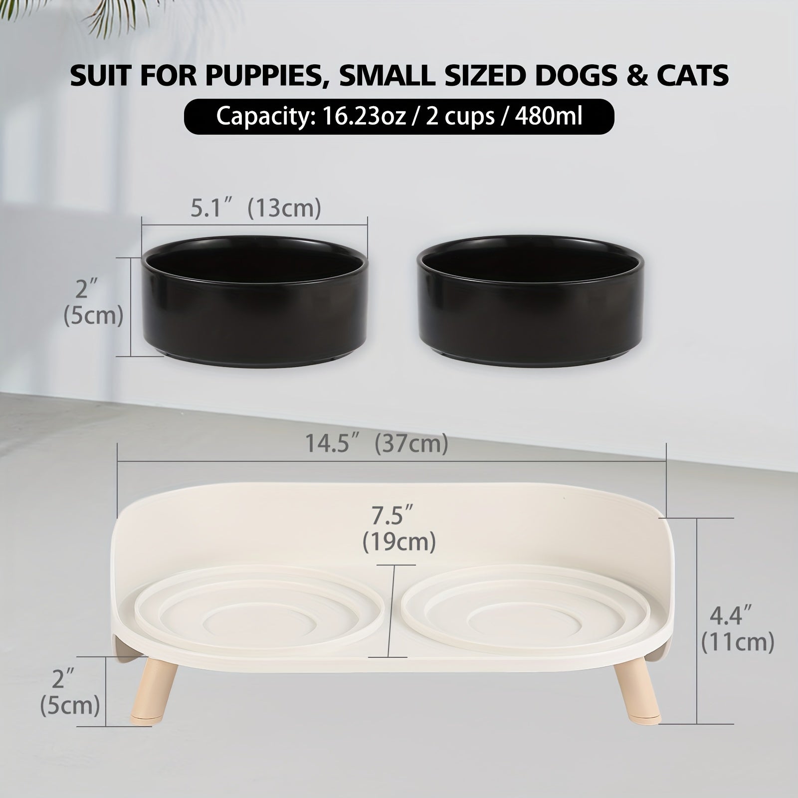 Modern Double Bowl Elevated Feeder - rarefrenchies 