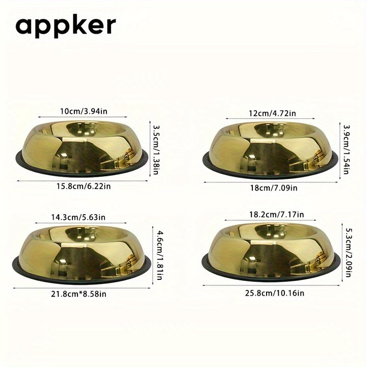 2pcs Stainless Steel Pet Bowls with Non-Slip Silicone Base - rarefrenchies 