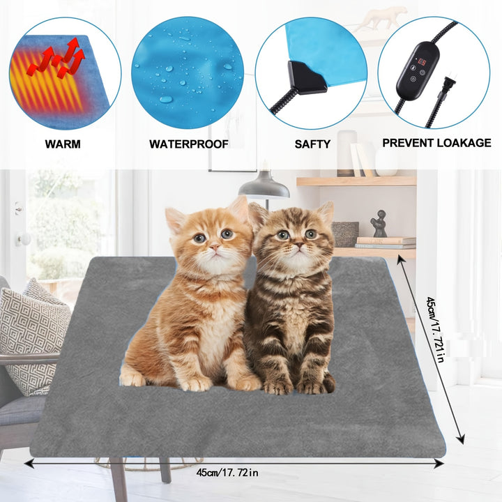 Heating Pad with Removable Cover, Chew-Resistant Stainless Steel Cord, 6-Level Adjustable Temperature, PVC Material, Power Plug, for Cats and Dogs - rarefrenchies 