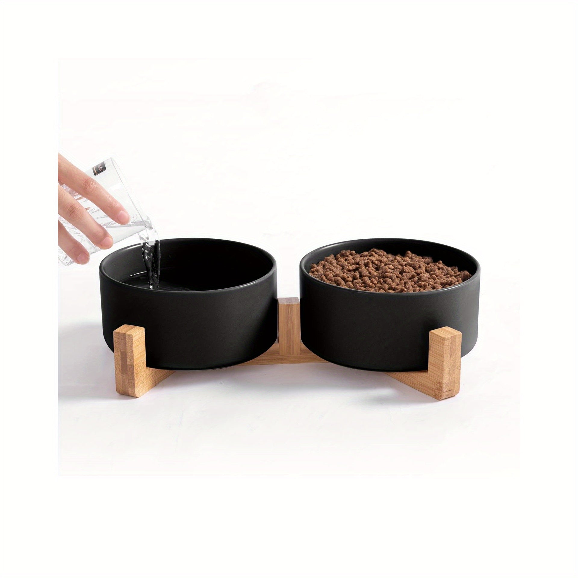 Ceramic Double Pet Food Bowl for Cats and Dogs - rarefrenchies 