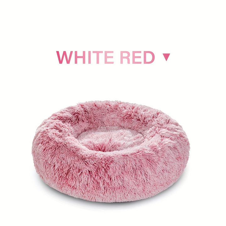 Calming Cuddler Long Fur Donut Dog Bed - rarefrenchies 