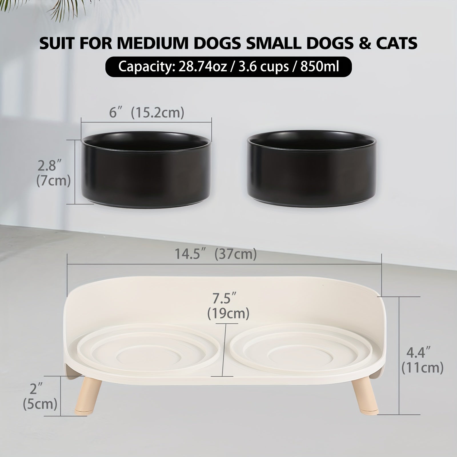 Modern Double Bowl Elevated Feeder - rarefrenchies 