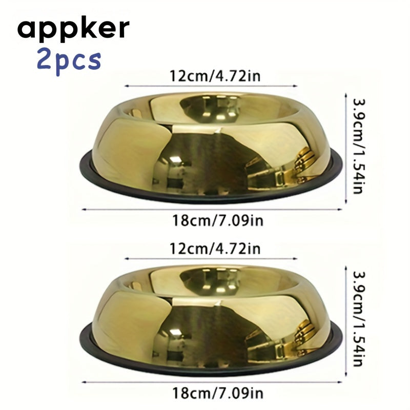 2pcs Stainless Steel Pet Bowls with Non-Slip Silicone Base - rarefrenchies 