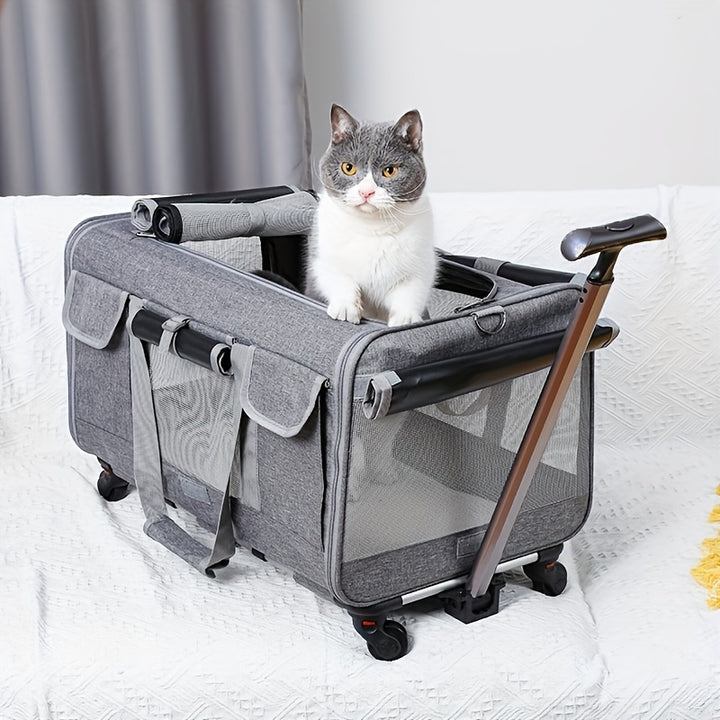 Large Extra Portable Detachable Dog Trolley Case - Foldable Pet Bag Cat Travel Carrier Bag - rarefrenchies 