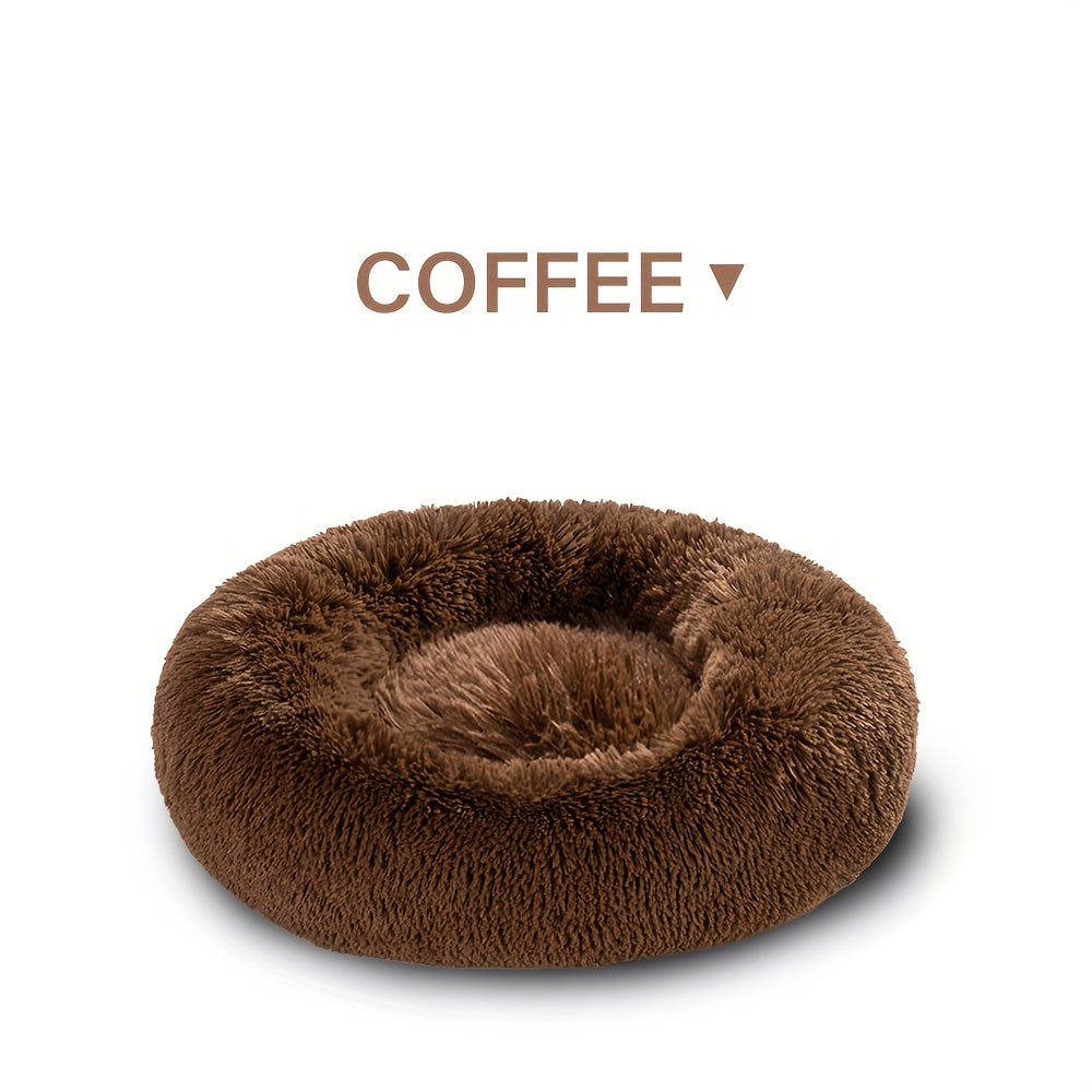 Calming Cuddler Long Fur Donut Dog Bed - rarefrenchies 