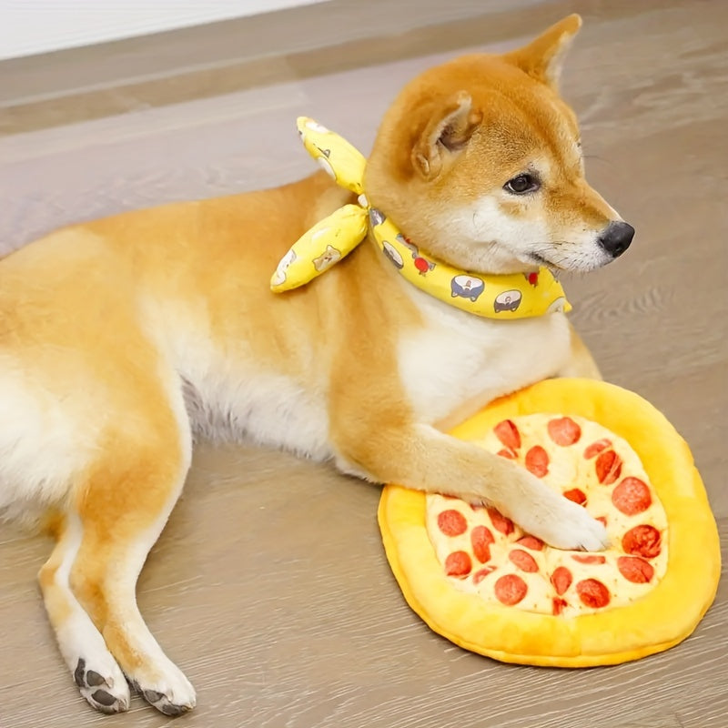 Plush Pepperoni Pizza Dog Toy - rarefrenchies 