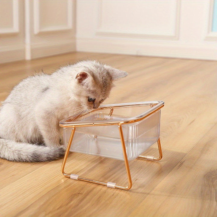 Double-Layer Cat And Dog Bowl Set, Vertical Design Pet Feeding & Drinking Station, Durable Metal & Plastic - rarefrenchies 