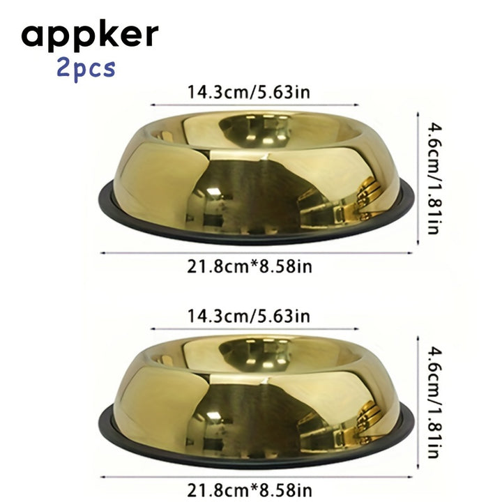 2pcs Stainless Steel Pet Bowls with Non-Slip Silicone Base - rarefrenchies 
