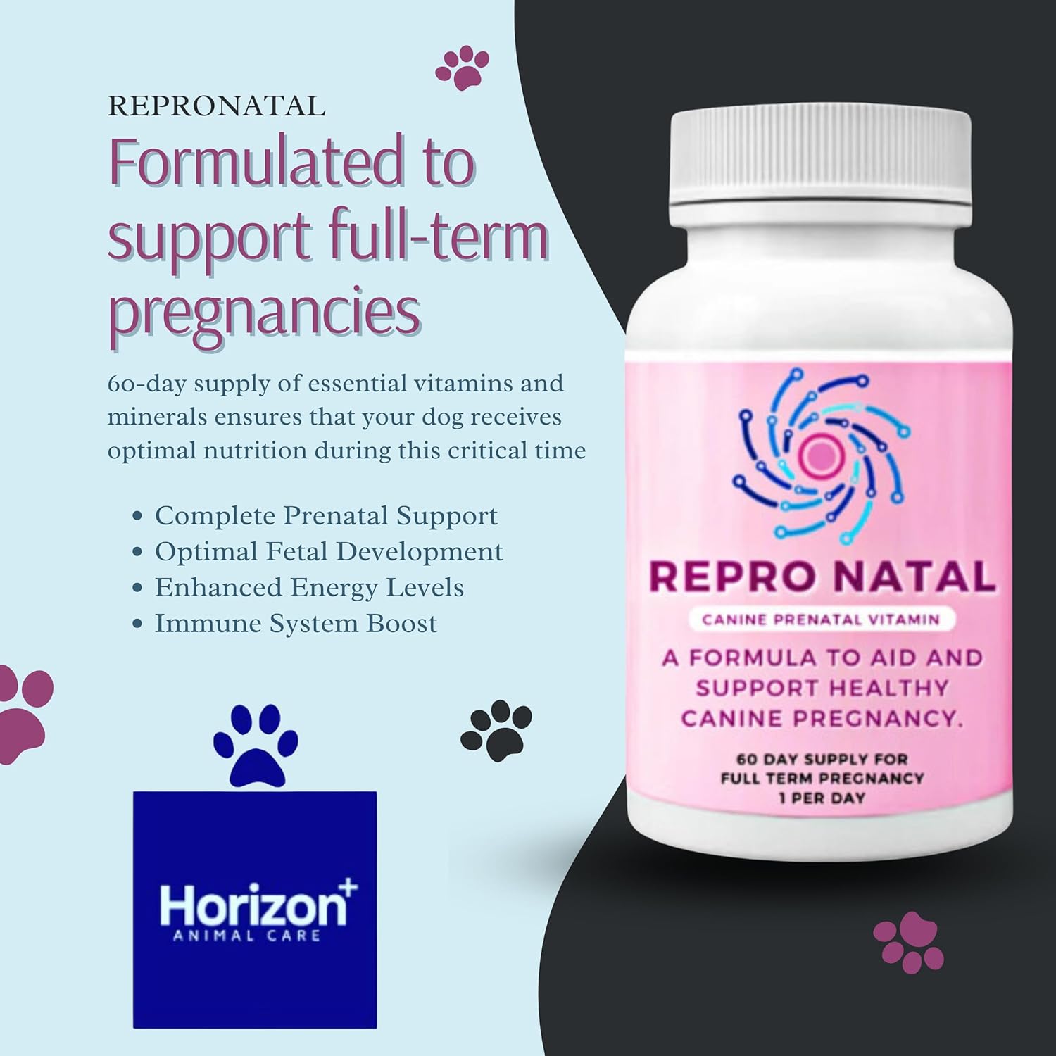 Canine Prenatal Multi-Vitamin Capsules - 60-Day Supply to Aid Full-Term Pregnancies and Promote Optimal Health for Expecting Dogs - ReproNatal™ Dog Supplement - rarefrenchies 