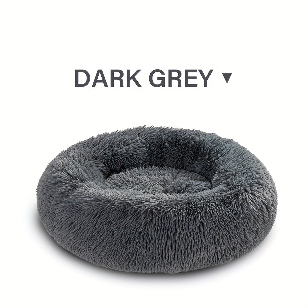 Calming Cuddler Long Fur Donut Dog Bed - rarefrenchies 