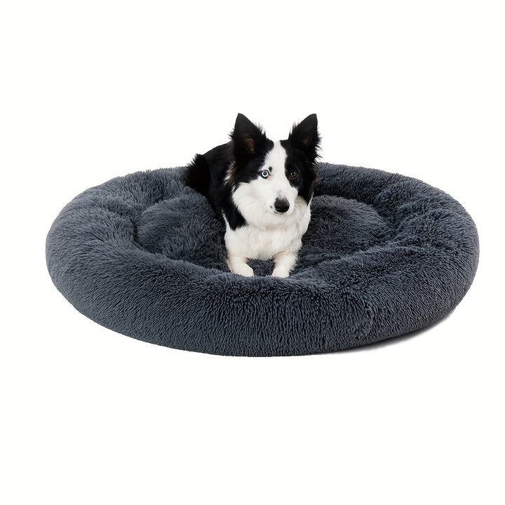 Calming Cuddler Long Fur Donut Dog Bed - rarefrenchies 