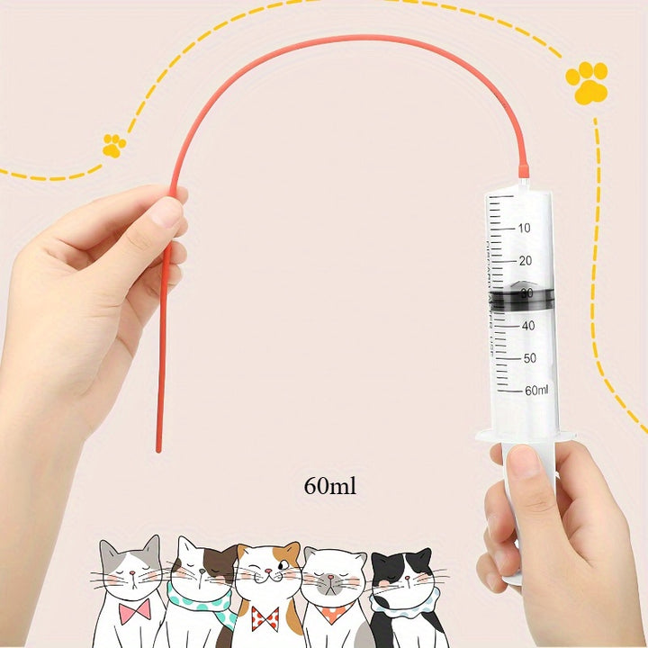 1 Small Animal Feeding Set - Red Rubber Feeding Tube with 1 Feeder, 2.03oz for Sheep, Goats, Puppies, Kittens - Ideal for Newborns and Hydration, Newborn Feeding Supplies | Plastic Feeder | Durable Plastic Feeder, No Battery
