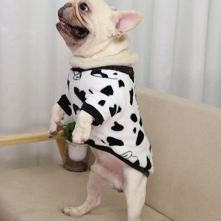 Warm Dog Clothes Cute Print Puppy Pet Clothing French Bulldog Hoodie Winter Dog Pajamas Sweater Coat for Small Medium Dogs Cats