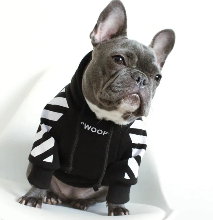 Pet Dog Clothes for French Bulldog Adidog Stripe Pattern Dogs Hoodie Clothes Jacket for French Bulldog - rarefrenchies 