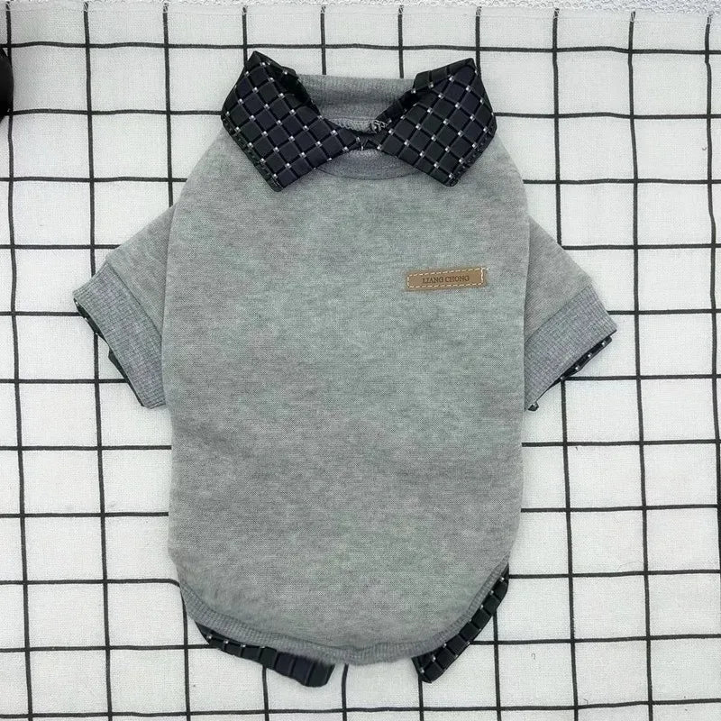 Pet Dog Clothes Warm Winter Shirt Collar Patchwork Hoodie Jacket for Small Dog Coat Bear Hoodie Pet Plaid Shirt Puppy Clothing
