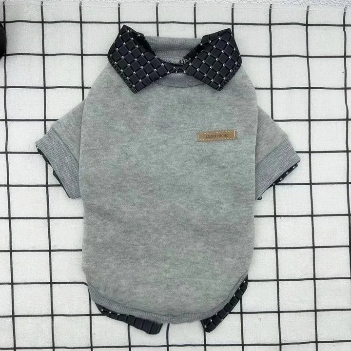 Pet Dog Clothes Warm Winter Shirt Collar Patchwork Hoodie Jacket for Small Dog Coat Bear Hoodie Pet Plaid Shirt Puppy Clothing