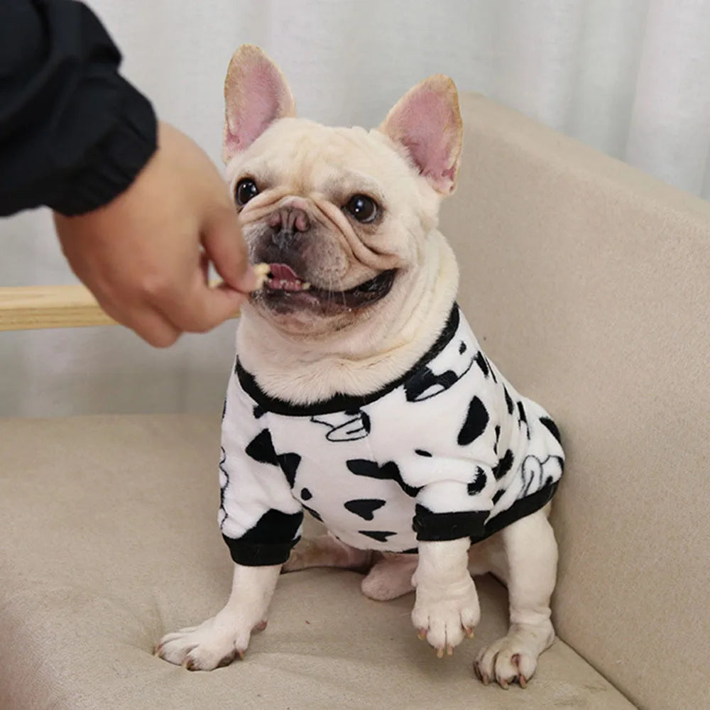Warm Dog Clothes Cute Print Puppy Pet Clothing French Bulldog Hoodie Winter Dog Pajamas Sweater Coat for Small Medium Dogs Cats