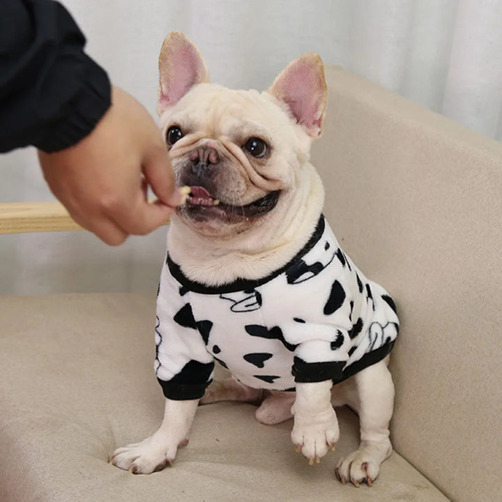 Warm Dog Clothes Cute Print Puppy Pet Clothing French Bulldog Hoodie Winter Dog Pajamas Sweater Coat for Small Medium Dogs Cats