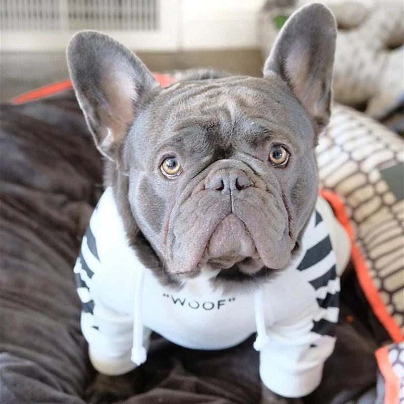 Pet Dog Clothes for French Bulldog Adidog Stripe Pattern Dogs Hoodie Clothes Jacket for French Bulldog - rarefrenchies 