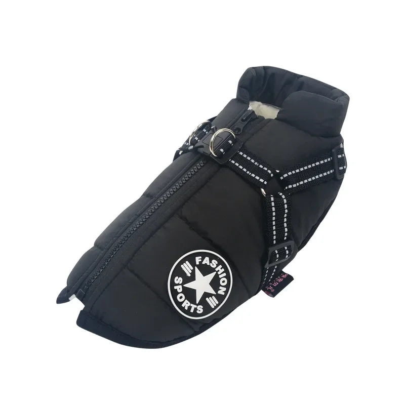 Pet Dog Jacket With Harness Winter Warm Dog Clothes For Labrador Waterproof Small Dog Coat Chihuahua French Bulldog Outfits - rarefrenchies 
