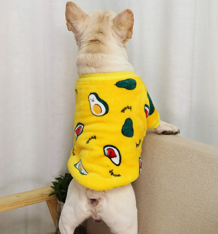 Warm Dog Clothes Cute Print Puppy Pet Clothing French Bulldog Hoodie Winter Dog Pajamas Sweater Coat for Small Medium Dogs Cats