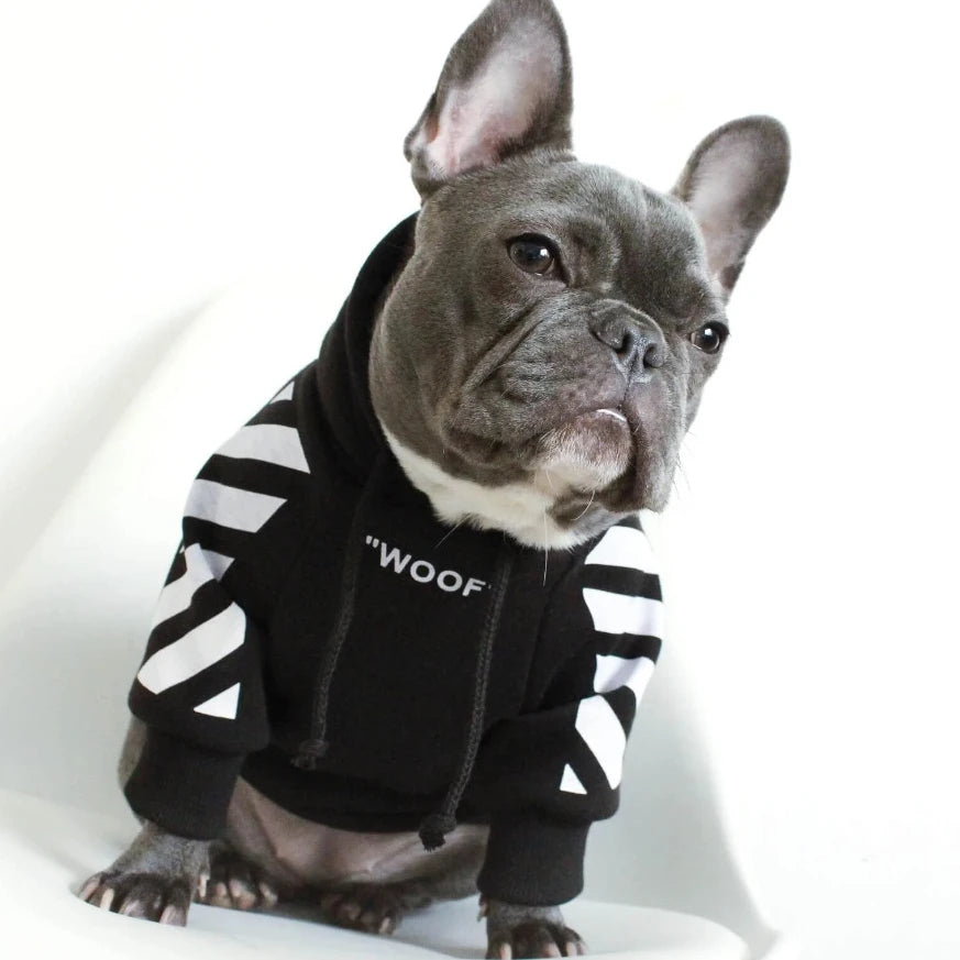 Pet Dog Clothes for French Bulldog Adidog Stripe Pattern Dogs Hoodie Clothes Jacket for French Bulldog - rarefrenchies 